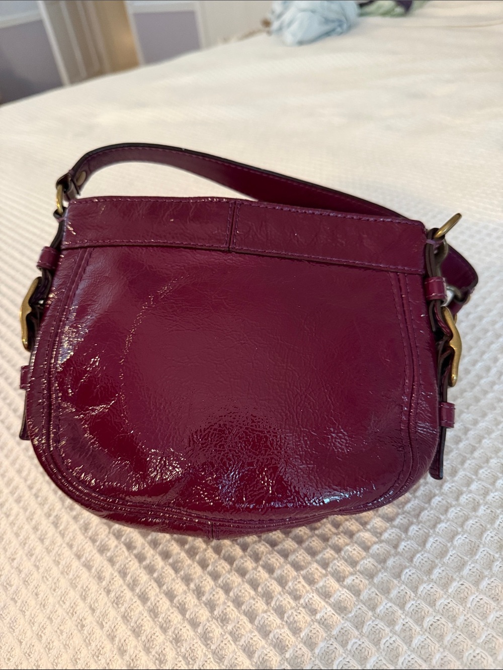 Plum Patent Leather Crossbody Bag - Women